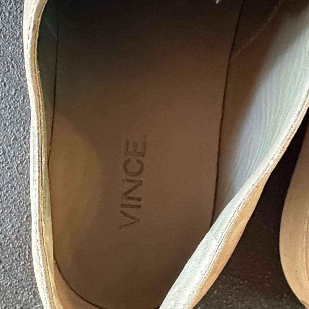 Vince Taupe Slip-On Leather Sneakers with Top Zipper